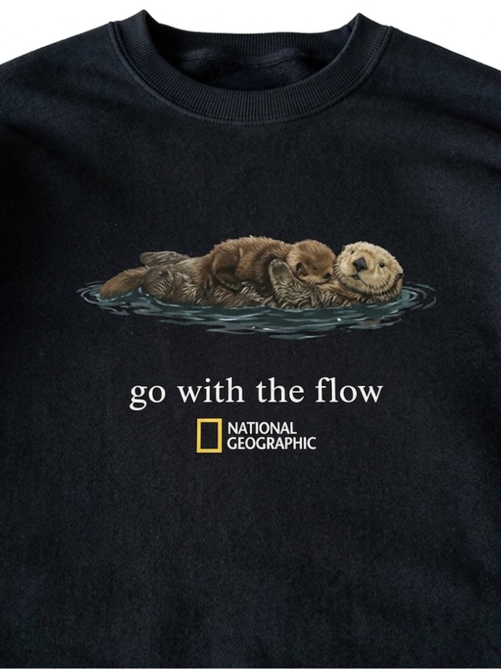 Gildan Black "Go With The Flow" Otter Sweatshirt - Picture 2 of 2